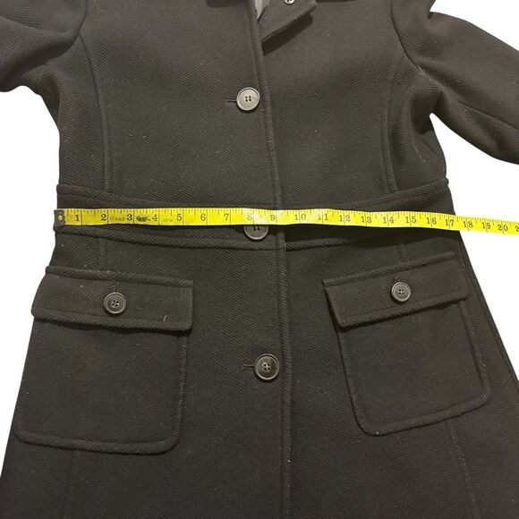 Talbots Pea Coat Sz 6 Black Wool Blend Overcoat Pockets Button Front Classic - Picture 5 of 7